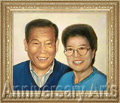 油彩で作成したご夫婦の肖像画（誕生日の贈り物）
