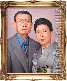油絵で製作したご夫婦の肖像画（ご両親へ喜寿の贈り物）